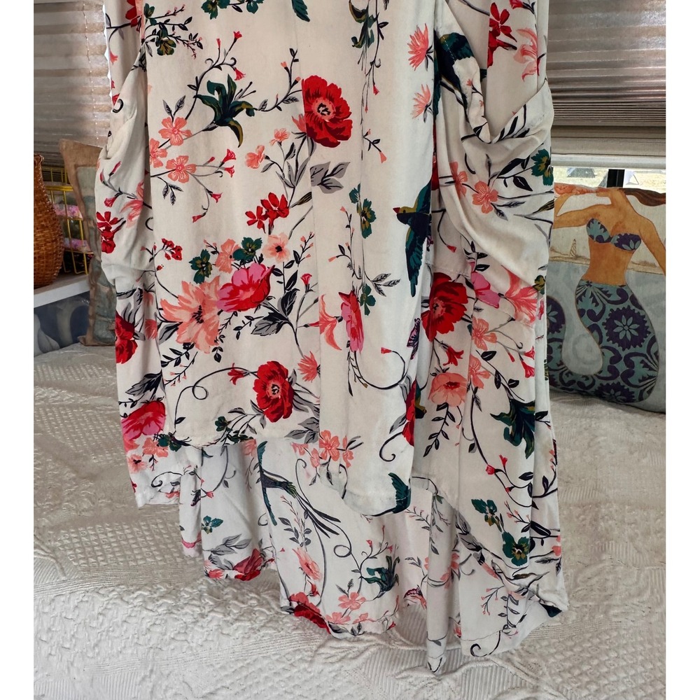 Old Navy Girls White Dress Large 10-12 Floral Bird Print High Low Summer Casual‎ - Picture 7 of 8